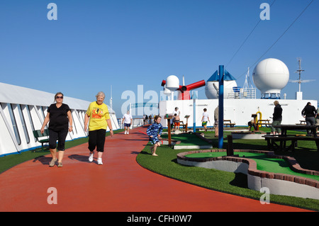 Cruise ship activity deck Stock Photo