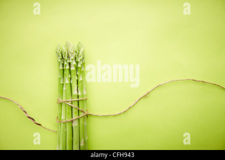 The green asparagus tied with the string Stock Photo