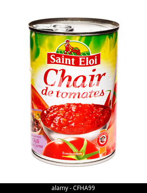 French chopped tomatoes in a tin Stock Photo