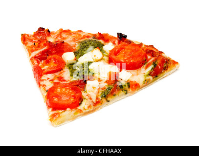 Cheese and tomato pizza slice Stock Photo