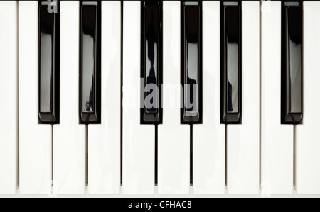 Piano keys showing, keyboard, one full octave Stock Photo