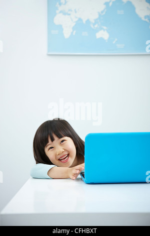 picture of smiling student girl with laptop at school Stock Photo - Alamy