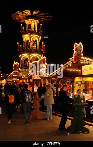 Christmas market at the Kaiser Wilhelm Memorial Church, Breitscheidplatz square, Kurfuerstendamm, Berlin, Germany, Europe Stock Photo