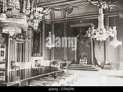 The Throne Room, Buckingham Palace, London, England in the late 19th century. From London, Historic and Social, published 1902. Stock Photo