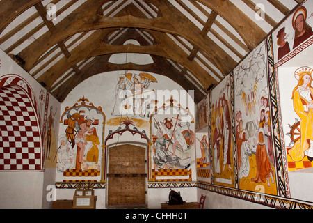 St Teilo's church built around 1100ad  with 500yr old wall paintings, celtic roman catholic church. Stock Photo