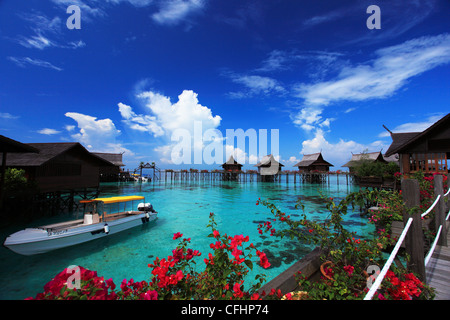 A breathtaking view of Kapalai Resort located in Semporna Island, Sabah, Malaysia Stock Photo