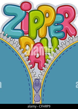 Text Illustration Celebrating Zipper Day Stock Photo