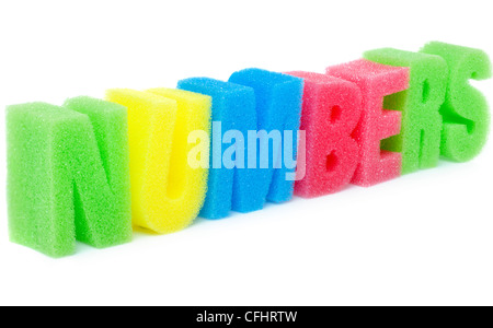 Numbers spelled out in sponge letters Stock Photo