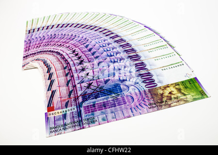 Swiss banknotes, several thousand of Swiss Francs, cash, paper money Stock Photo