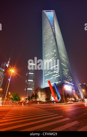 Shanghai World Financial Center by night, China's tallest building at 492m Stock Photo