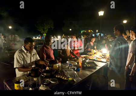 Stalls with cooked food at Forodhani Gardens Stone Town Zanzibar Tanzania Stock Photo