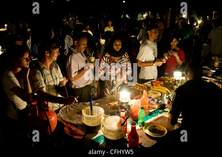 Stalls with cooked food at Forodhani Gardens Stone Town Zanzibar Tanzania Stock Photo