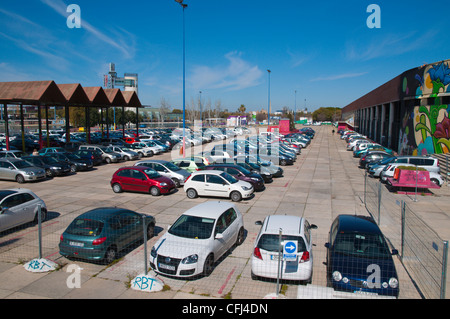 Parking lot outside Plaza de Armas square long distance bus coach station central Seville Andalusia Spain Stock Photo