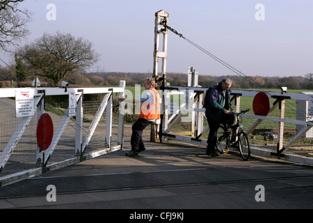 Gated railway crossing at Joan Croft junction ECML Network Rail march 2012. Stock Photo