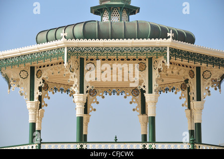 Close up of the renovated Victorian Brighton Bandstand (Birdcage), Brighton seafront, East Sussex, UK Stock Photo