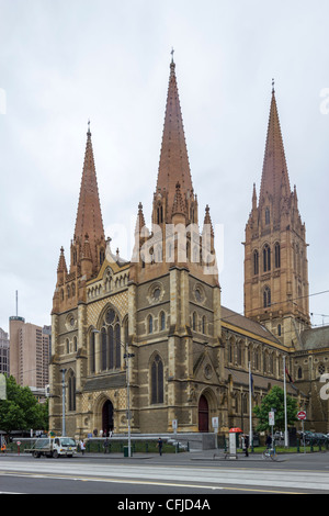 St Paul's Cathedral, Flinders Street, Melbourne, Australia Stock Photo