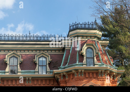 Detail of the Nolan House, built in 1872, now owned by the Presbyterian Church. Saratoga Springs, New York Stock Photo