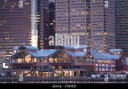 Pier 17 building, South Street Seaport, New York City, USA Stock Photo