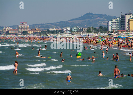 Beach at Riccione, Adriatic coast, Emilia-Romagna, Italy, Europe Stock Photo