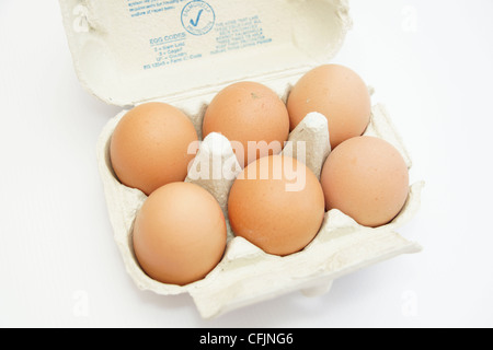Box of eggs laid in Sussex from vegetarian fed hens with salmonella protection Stock Photo
