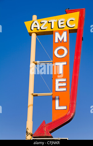 Route 66 motel sign in Nob Hill District, Albuquerque, New Mexico, United States of America, North America Stock Photo