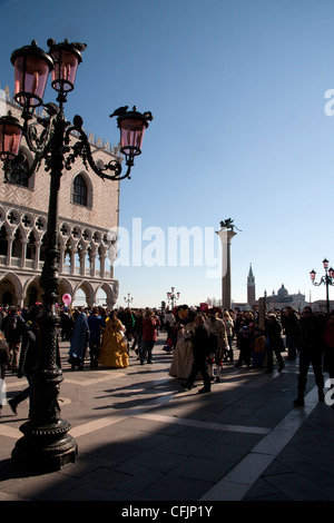 Groups of carnival revelers on St Marks Square Venice Italy Stock Photo ...
