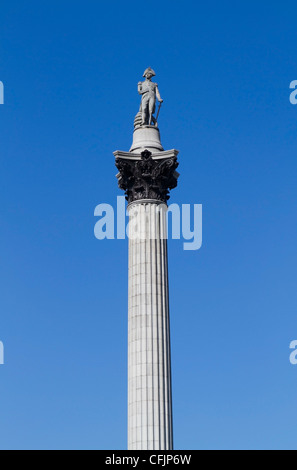 Statue of Admiral Horatio Nelson (Nelson's column) at Trafalgar Square, London Stock Photo