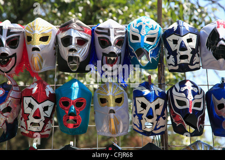 Masks worn by Lucha Libre professional wrestlers, Mexico City, Mexico, North America Stock Photo