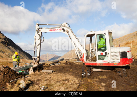 Work starts on the initial groundworks for 3 wind turbines to be constructed behind the kirkstone Pass Inn Stock Photo