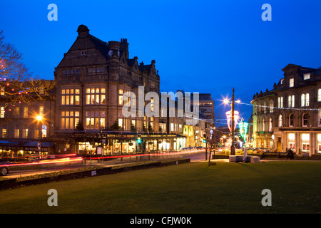 Bettys and Parliament Street at dusk, Harrogate, North Yorkshire, Yorkshire, England, United Kingdom, Europe Stock Photo