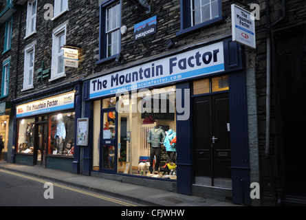 The Mountain Factor outdoor adventure clothing store at Ambleside in The Lake District Cumbria UK Stock Photo