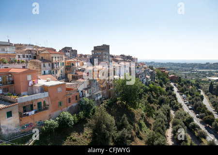 The town of Ariccia viewed from the bridge Stock Photo