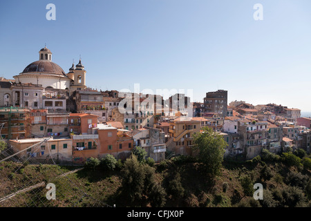 The town of Ariccia and Santa Maria Assunta in Cielo chorch dome viewed from the bridge Stock Photo