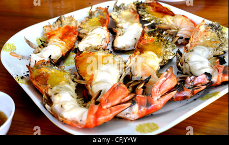 delicious grilled shrimp Asian style food Stock Photo