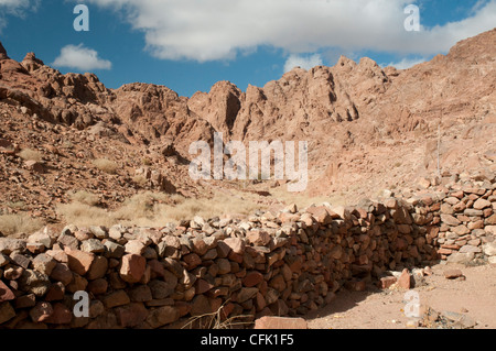 Walls of a Bedouin garden plot in the mountains above St Catherine village, Sinai, Egypt Stock Photo