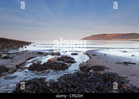 Looking out towards the Bristol Channel from near Porlock Weir. Stock Photo