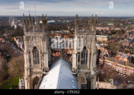The view north from the Central tower of York Minster (275 steps, completed in 1250 AD) Stock Photo