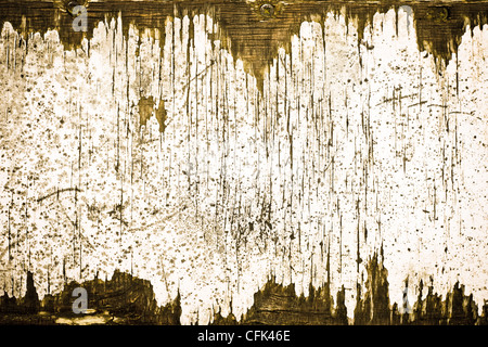 An interesting pattern of peeling paint on old wood Stock Photo