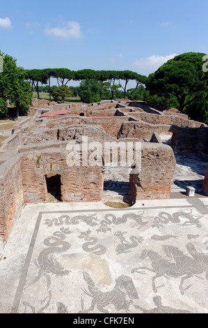 Ostia Antica. Lazio. Italy. View of the Bath of Neptune or Terme di Nettuno dating from around the time of Emperors Hadrian Stock Photo