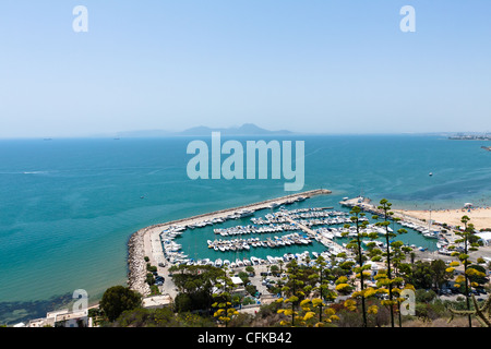 Yacht harbor in Sidi Bou Said, Tunisia Stock Photo