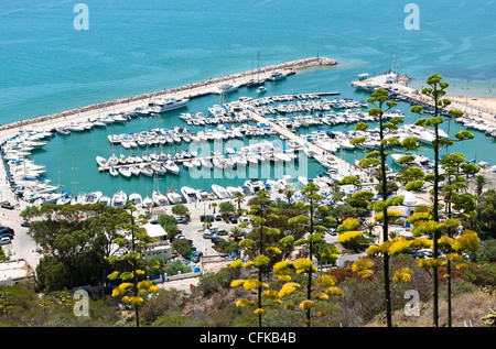 Yacht harbor in Sidi Bou Said, Tunisia Stock Photo