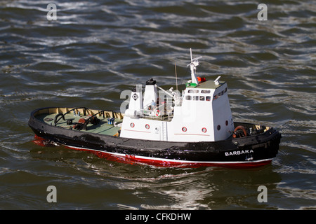 Model Boat sailing on Boating Lake at Goole, North Humberside, UK Stock Photo