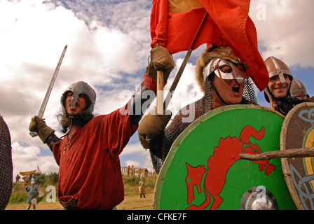 Viking attack at Amlwch Anglesey North Wales Uk Stock Photo