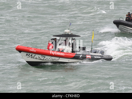 Camper Emirates Team New Zealand tender during the 2012 Volvo Ocean Race Auckland In-port race, March 17 Stock Photo
