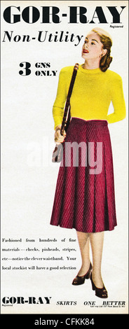 Original magazine advertisement of the 1940s era advertising GOR-RAY skirts Stock Photo