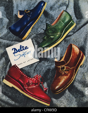 Original magazine advertisement of the 1940s era advertising LOTUS DELTA SOFT-EES shoes Stock Photo