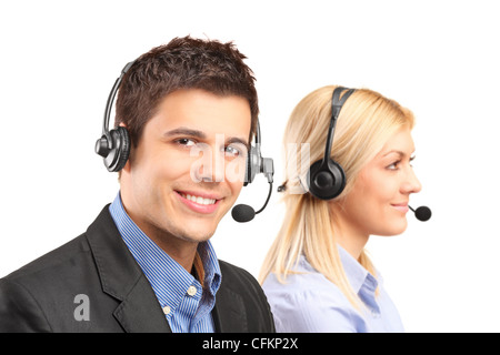 Customer service operators isolated on white background Stock Photo