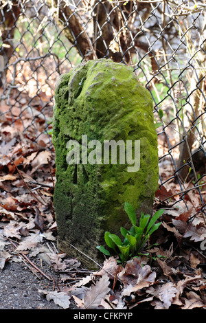 A boundary stone used by the Ordnance survey for marking boundaries on ...