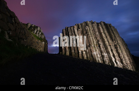 Giant's Causeway in County Antrim, Northern Ireland, photographed (and light painted) on October 12, 2011. (Adrien Veczan) Stock Photo