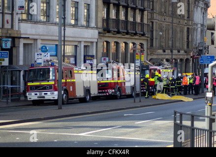 West Yorkshire Fire Service at a disaster training exercise in Leeds city center Stock Photo